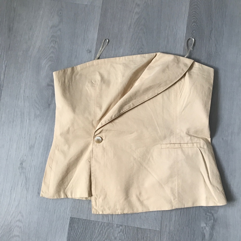 ZARA WOMENS LARGE CORSET STRAPLESS CROP BLOUSE ONE BUTTON
